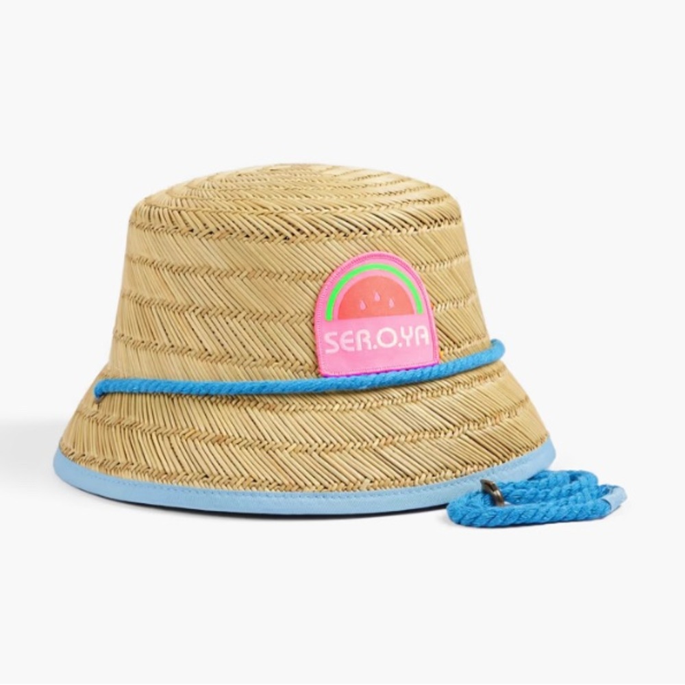 SER.O.YA Appliquéd straw bucket hat